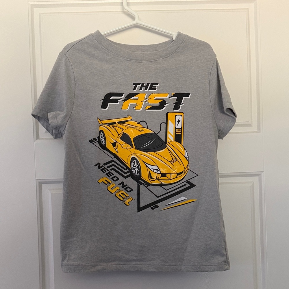Cat & Jack Gray Tee with Yellow Sports Car Design